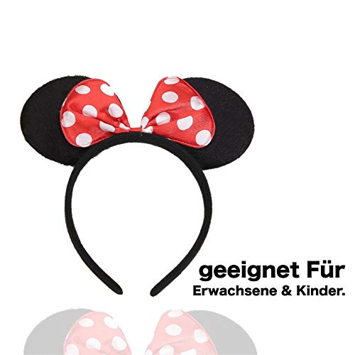 TK Group Timo Klingler 2 en 1 - Disfraz de Minnie Mini Mouse Ears con guantes y orejas de ratón para mujeres en Mardi Gras & Carnival (Juego)