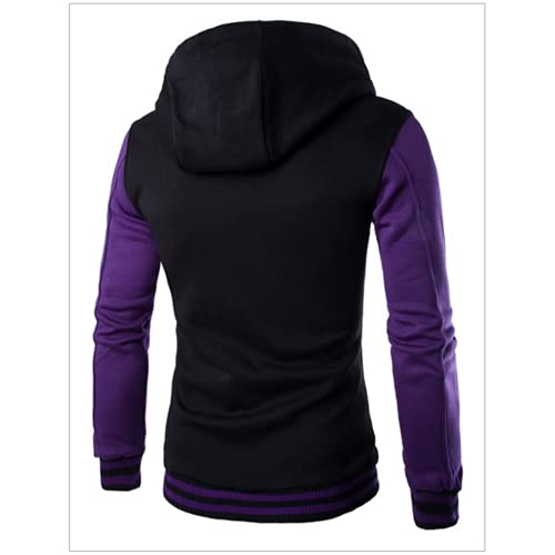 TMOYJPX Sudaderas Hombres con Capucha Baratas Tallas Grandes Deporte con Botones, Sudadera de Béisbol Vestir Jersey Hombre Invierno Rebajas Abrigo Suéter Otoño (Púrpura, M)