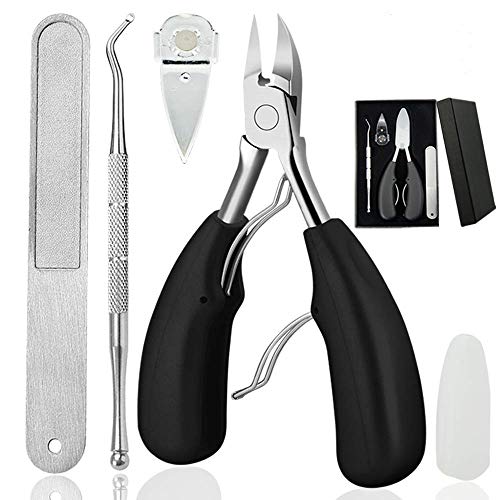 Toenail Clipper Set para uñas de dedos gruesas o encarnadas, cuidado profesional de los pies, cortador de uñas para personas mayores, cuchillas muy afiladas de acero inoxidable quirúrgico mango suave