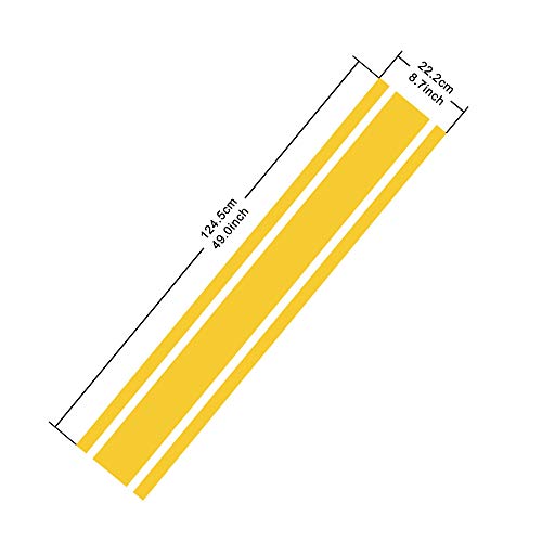 TOMALL 49"x 8,7" Pegatina de Rayas para capó de Coche Auto Racing Body Stripe Lateral Calcomanía Falda Techo Parachoques Calcomanía de Vinilo Modificado Calcomanía Decoración para Coche (Amarillo)