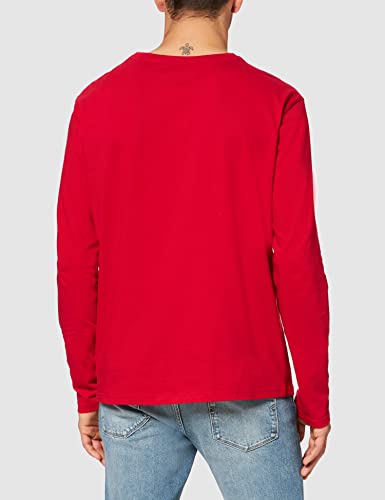 Tommy Hilfiger Cn LS tee Logo Dorado Camiseta de Pijama, Primary Red, M para Hombre