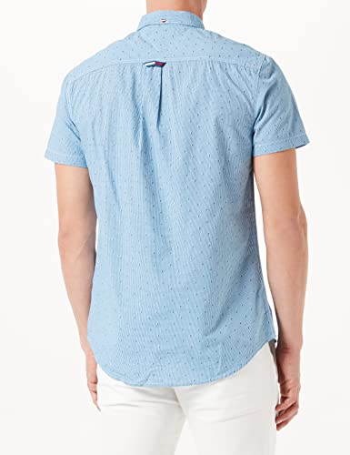 Tommy Jeans TJM Shortsleeve Dobby Shirt Camisa, Perfume Blue, M para Hombre