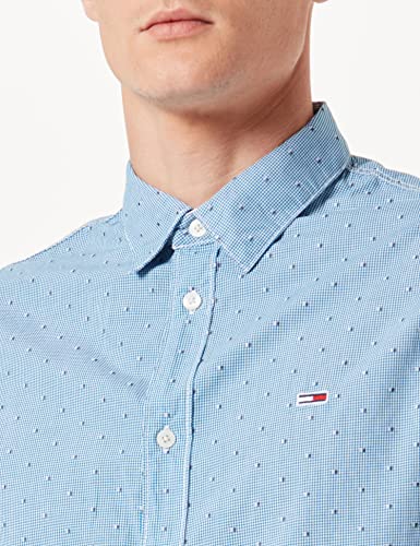 Tommy Jeans TJM Shortsleeve Dobby Shirt Camisa, Perfume Blue, XS para Hombre