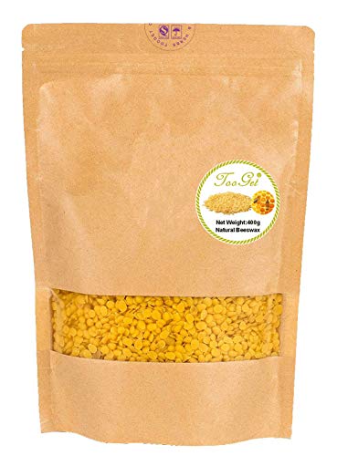 TooGet Pellets de Cera de Abeja Amarilla, 100% pura Pastillas de Cera de Abejas, Natural Grado Cosmético, Ideal para la Producción de Artesanías y Velas - 400g