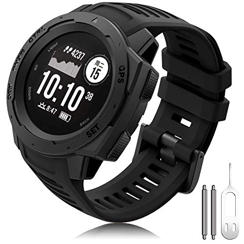 TOPsic Correa para Garmin Instinct, Silicona Deportivo Pulsera 22mm Banda Reemplazo Pulsera para Garmin Instinct