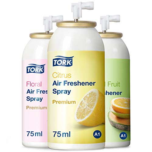 Tork 236056 Pack mixto de ambientadores en spray / Recambios de atomizadores de espray compatibles con el sistema A1 de Tork / Cítrico,Floral y Frutal