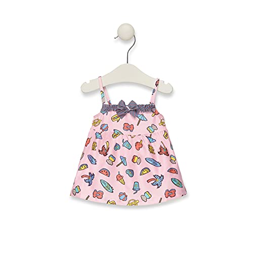 TOUS BABY - Vestido de Tirantes Rosa con Corte evasé Estampado Beach. (1-3 Meses)