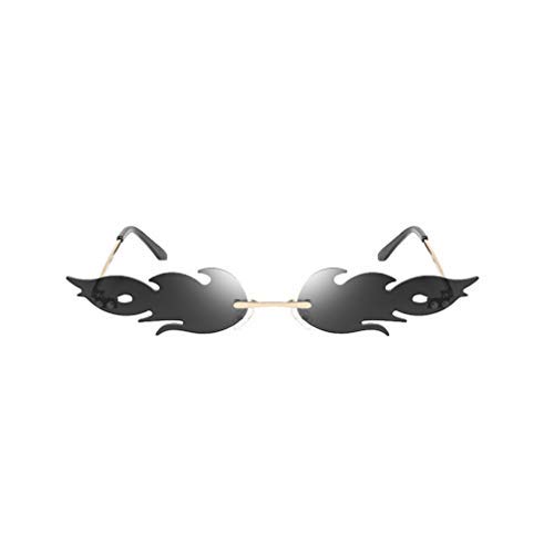 TOYANDONA 1 Piezas Gafas de Sol de Llama de Fuego de Moda Gafas de Sol de Onda sin Montura Gafas Gafas de Sol Estrechas para Gafas de Fiesta Unisex-Adultas (Violeta)