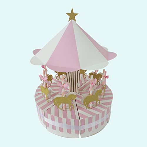 Toyvian Papel Candy Treat Box Careusel Papel Candy Box Saqueo Goodie Bolsos Gable Gift Chocolate Regalo Tratar Cajas Tratamiento de La Boda Favorecer Cajas de Regalo