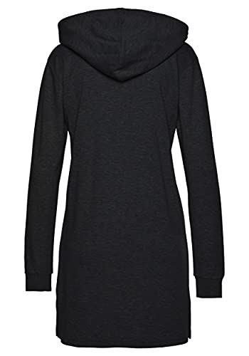 TrendiMax Sudadera con Capucha Mujer Larga Vestido con Media Cremallera Invierno Otoño Hoody Pulóver Gris Oscuro M