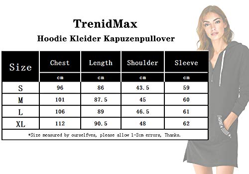 TrendiMax Sudadera con Capucha Mujer Larga Vestido con Media Cremallera Invierno Otoño Hoody Pulóver Gris Oscuro M