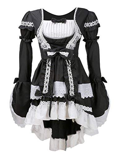 Très Chic Mailanda - Vestido para mujer estilo Lolita, gótico, para carnaval, Cosplay, disfraz, vestido de noche negro M