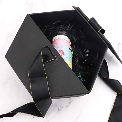 TSLBW Caja de Regalo con Lazo de Lazo Decorativo Cajas de cartón para Regalo de cosméticos Caja de presentación para Navidad cumpleaños Vacaciones Boda día de San Valentín Aniversario (Negro)