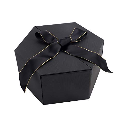 TSLBW Caja de Regalo con Lazo de Lazo Decorativo Cajas de cartón para Regalo de cosméticos Caja de presentación para Navidad cumpleaños Vacaciones Boda día de San Valentín Aniversario (Negro)