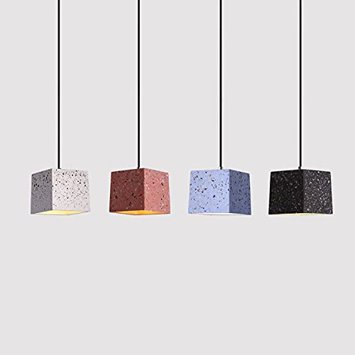 TTBDDDYH Macaron Square Lámpara Colgante LED Lámpara Colgante Moderna de terrazo Techo Cemento Sombra Lámpara Colgante Decoración Industrial Lámpara de araña para Comedor Sala de Estar Cafe Club Bar