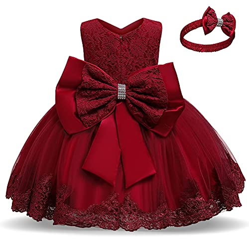 TTYAOVO Bebé Boda Bautismo Bautizo Tutu Vestido Chicas Princesa Vestir Talla(120) 4-5 Años 648 Rojo