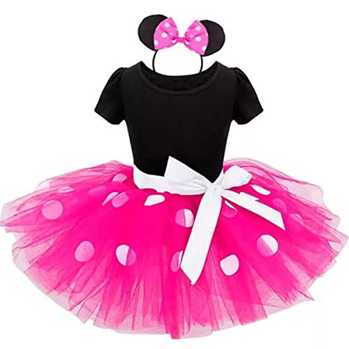 TTYAOVO Bebé Chicas Polca Punto Tutu Vestido Talla 110 (3-4 Años, 363 Rosa Rojo)