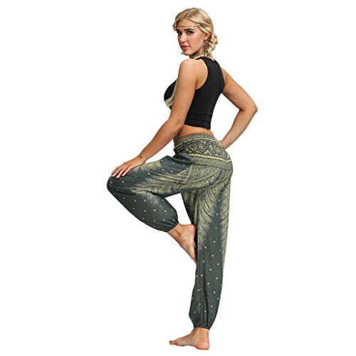 TUDUZ Pantalones Harén Aladdin Mujer Holgado Boho Hippy Pantalones Deportivos (VerdeD, F)