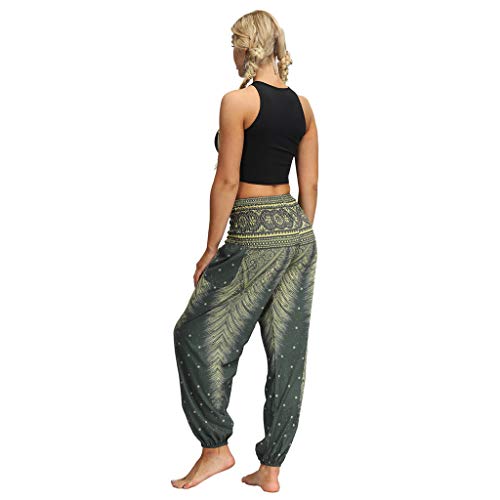 TUDUZ Pantalones Harén Aladdin Mujer Holgado Boho Hippy Pantalones Deportivos (VerdeD, F)