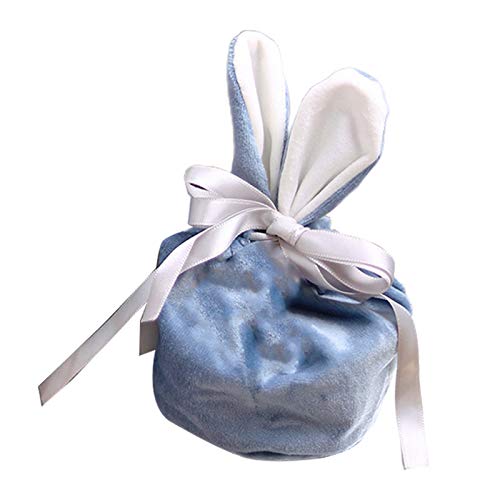 Tuelaly 1pc Pascua Bolsos de Caramelo Conejito Bolso de Terciopelo, Bunny Orears Bolsa de bocadillos Soporte de Almacenamiento, Bolsa de envasado de Galletas Bolso de Regalo de Pascua Bolso de Algod