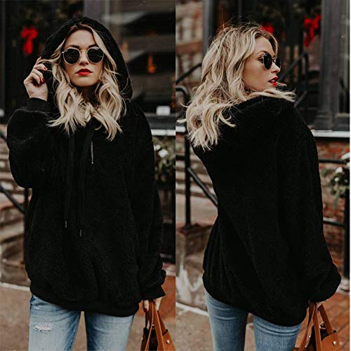 Tuopuda Mujer Sudadera con Capucha Suelta Tallas Grandes Invierno Manga Larga Pullover Deportivo Cremallera Chaqueta Hoodies Suéter Abrigo con Bolsillos 2019 El Nuevo