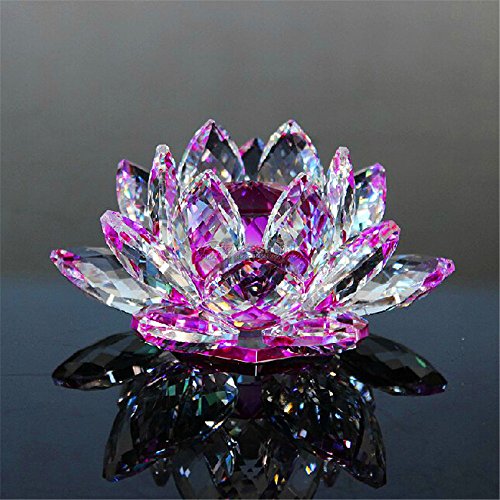 TYGJB Cristal de Cuarzo Fino Cristal de Lotus Flor de Loto Piedras Naturales y minerales Feng Shui Esfera Cristales Flores para Recuerdos de Boda (Morado)