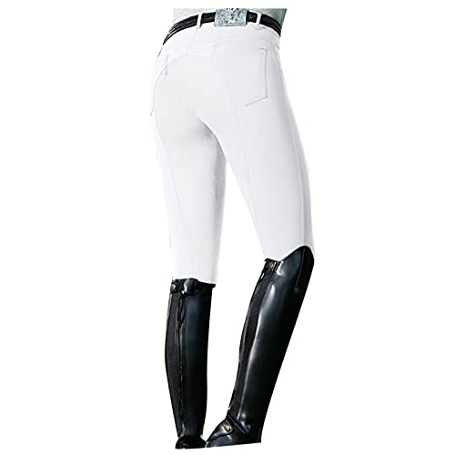 TYTUOO Pantalones de montar a caballo de silicona con agarre de asiento completo Jodhpurs Pantalones de equitación Pantalones de equitación Pantalones activos ventilados, A-blanco, S