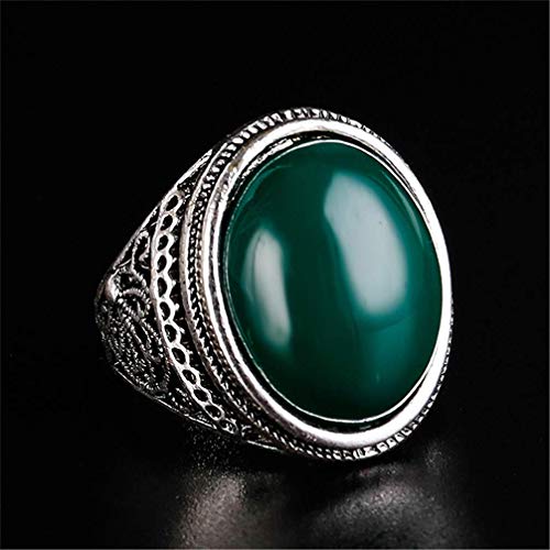 U-K Flower Band Oval Anillos de Piedra Natural para Mujeres Look Vintage Hombres Joyas Regalos de Fiesta tamaño Verde 9 Práctico Ecológico y práctico