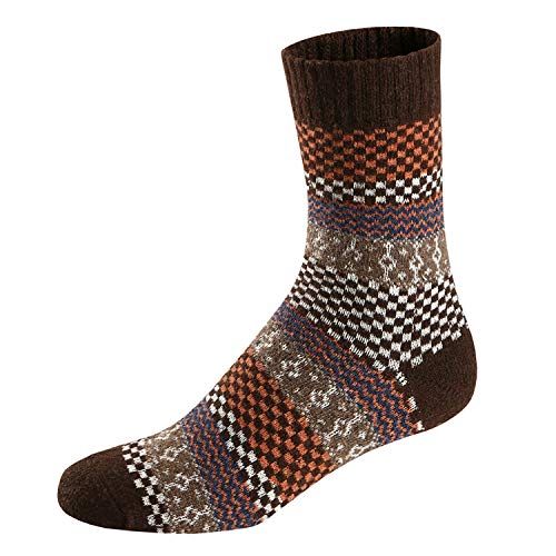 Ueither - Juego de 5 pares de calcetines altos de lana tejida con un estilo vintage, unisex, para el invierno y el otoño - -
