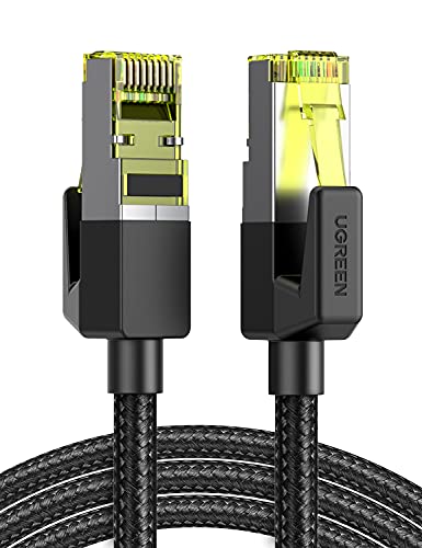 UGREEN Cable de Red Cat 7, Cable Ethernet Nylon Trenzado Cable LAN 10000Mbit/s con Conector RJ45 (10 Gigabit, 600MHz, Cable FTP) Compatible con PS5 Xbox X/S PC Macbook, Cat 6, Cat 5, 15 Metros