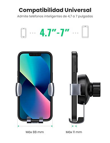 UGREEN Soporte Móvil Coche Rejilla, Soporte Telefono Movil Coche Gravedad Sujeta Movil Coche Car Holder Compatible con iPhone 13 12 Pro MAX ,Redmi Note 10 Pro/Note 9 Pro,Galaxy S21/S20 Ultra/ Note 20