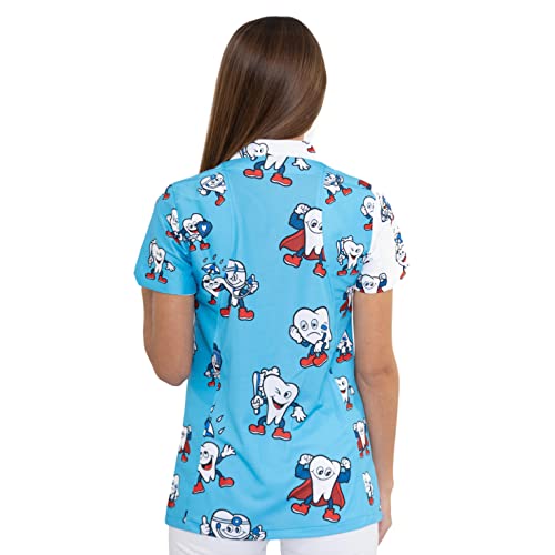 Uniforme Sanitario Mujer Ropa Trabajo Pijama Medico Casaca Enfermera Estetica Peluqueria Veterinaria Hospital Limpieza y Empleada Hogar Antilejía y No Destiñe - Casaca Dentista Feliz Mujer L