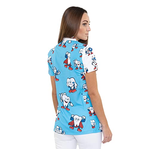 Uniforme Sanitario Mujer Ropa Trabajo Pijama Medico Casaca Enfermera Estetica Peluqueria Veterinaria Hospital Limpieza y Empleada Hogar Antilejía y No Destiñe - Casaca Dentista Feliz Mujer L