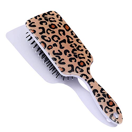 Uniqal Cepillos de pelo con estampado de leopardo, cepillo para desenredar el cabello, peine de masaje antiestático para todo tipo de cabello