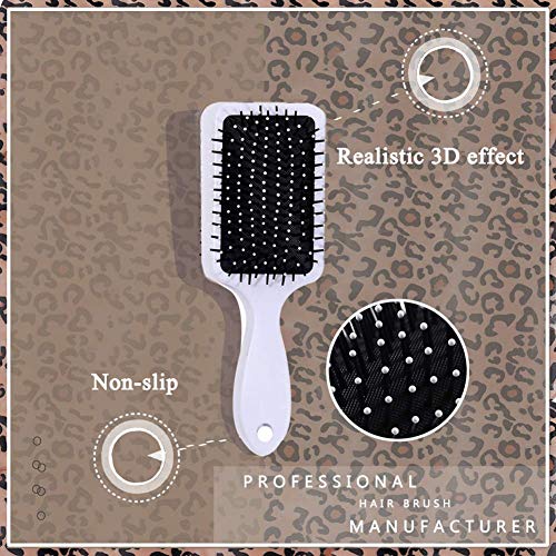 Uniqal Cepillos de pelo con estampado de leopardo, cepillo para desenredar el cabello, peine de masaje antiestático para todo tipo de cabello