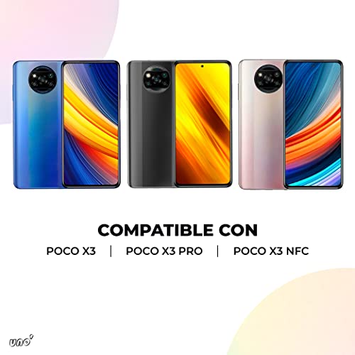 UNO' 2 Pack, Protector Pantalla Cristal Templado Compatible Con Xiaomi Poco X3 NFC/Poco X3 Pro, Vidrio Templado Ultra Resistent Sin Burbujas, 9h, Antiarañazos, Apto Para Poco X3 NFC/Poco X3 Pro.