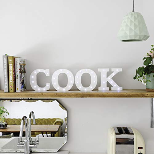 Up in Lights Muestra decorativa de madera blanca de las letras del LED - colgante de pared con pilas - Letra F