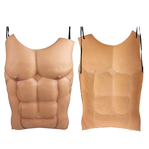 Uteruik Pecho muscular masculino falso tamaño de la vida, partes divertidas del cuerpo para Halloween Masquerade Party Costume Dress Interior Outdoor Prop y Cosplay Decoración, 1 pieza (r-#12)