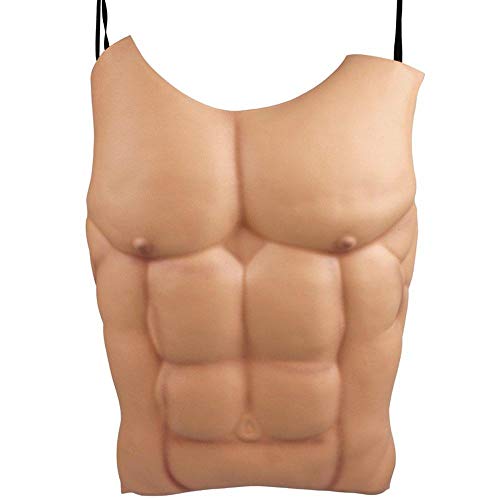 Uteruik Pecho muscular masculino falso tamaño de la vida, partes divertidas del cuerpo para Halloween Masquerade Party Costume Dress Interior Outdoor Prop y Cosplay Decoración, 1 pieza (r-#12)