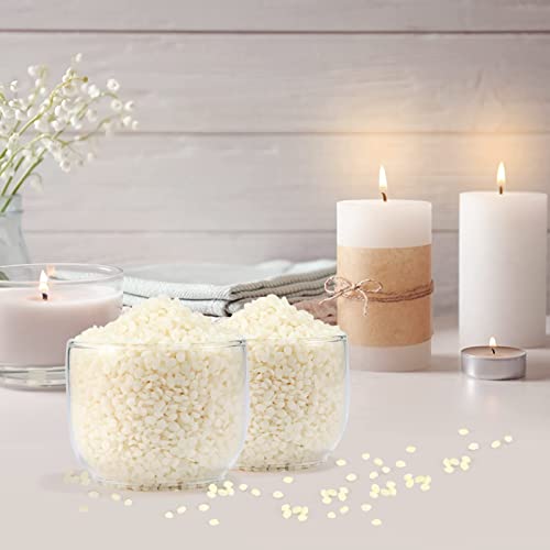 VABNEER Pellets de Cera de Abeja Blanca, Pastillas de Cera de Abejas, Aptas para Cosmética Natural y Fabricación de Velas (500g)