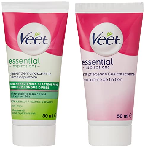 Veet pelo de la cara crema de eliminación Set para pieles sensibles con aloe vera y vitamina E