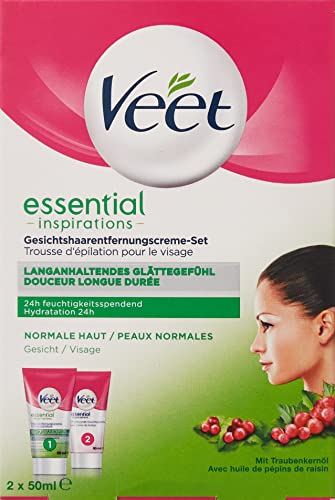 Veet pelo de la cara crema de eliminación Set para pieles sensibles con aloe vera y vitamina E