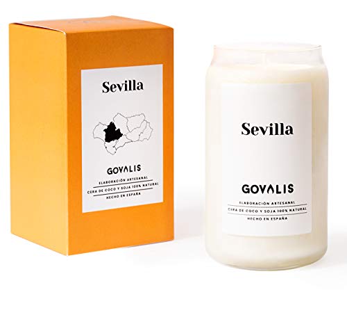 Vela Aromática Sevilla | Cera de Soja 100% Natural | 100 horas, Vela Perfumada Grande en Vaso, Recuerdos de Sevilla, Olor Azahar Jazmín, Regalos Originales Amigos, Decoración, Yoga, Dormitorio, Baño