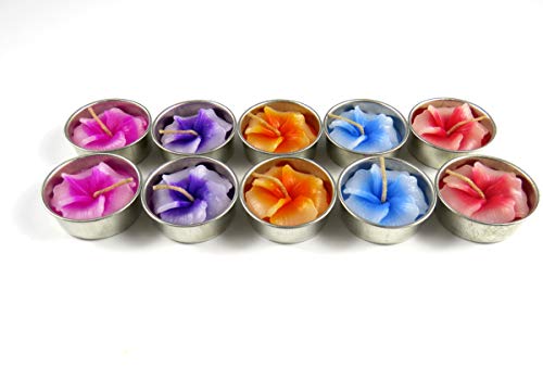 Velas con calentador y recambios para portavelas con 10 velas perfumadas en forma de flores de hibisco