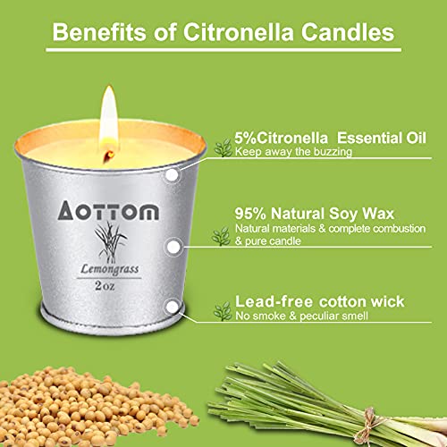 Velas de Citronela Exterior, Aottom Juego de Vela Citronela Jardín, 100% Natural Candle Cera de Soja, Verano Regalo Vela Aromaticas Perfumada con Citronella,per camping/hogar/picnic/fiestas