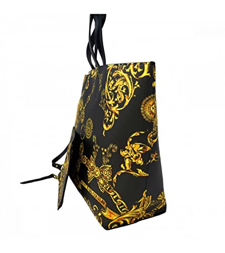 Versace Jeans Couture 71VA4BZ1 Bolsa de compras Negro Reversible con Estampado Regalia Baroque