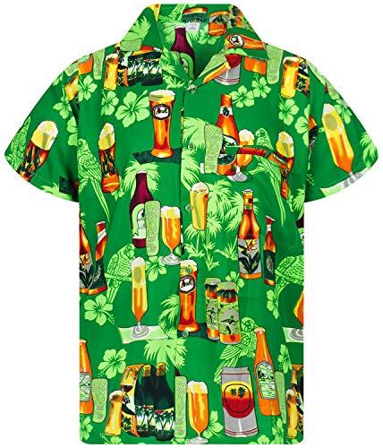 V.H.O. Funky Camisa Hawaiana, Beerbottle, Verde, M