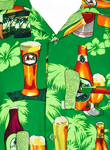 V.H.O. Funky Camisa Hawaiana, Beerbottle, Verde, M