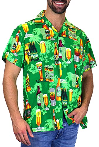 V.H.O. Funky Camisa Hawaiana, Beerbottle, Verde, M