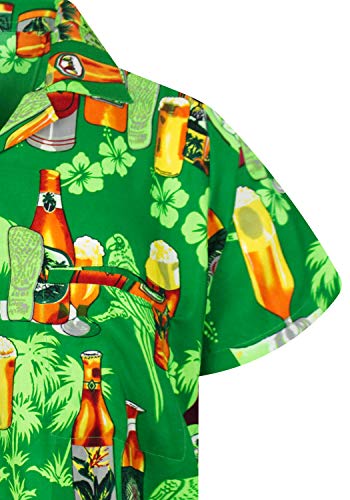 V.H.O. Funky Camisa Hawaiana, Beerbottle, Verde, M